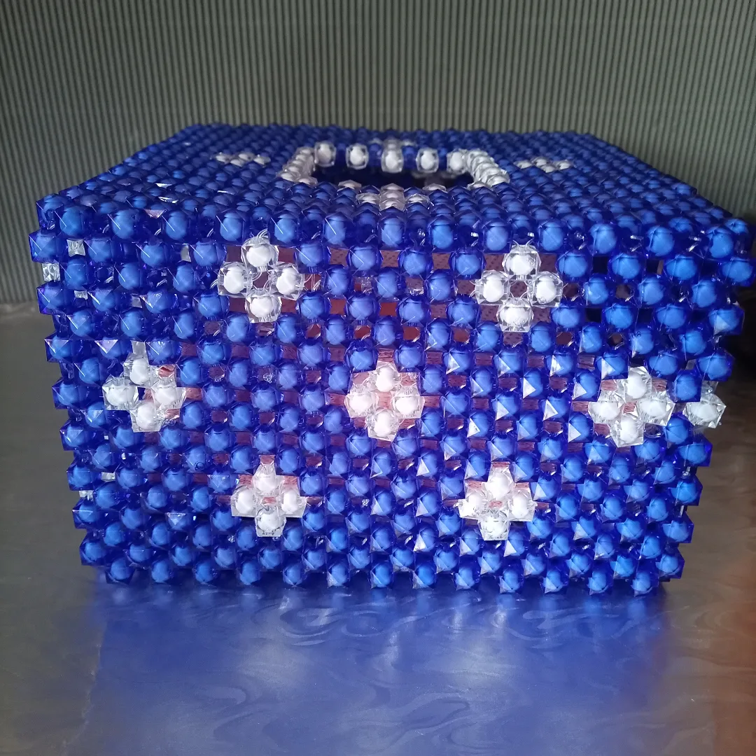 beaded serviette holder, beaded tissue holder, beaded napkin holder, beaded tissue box