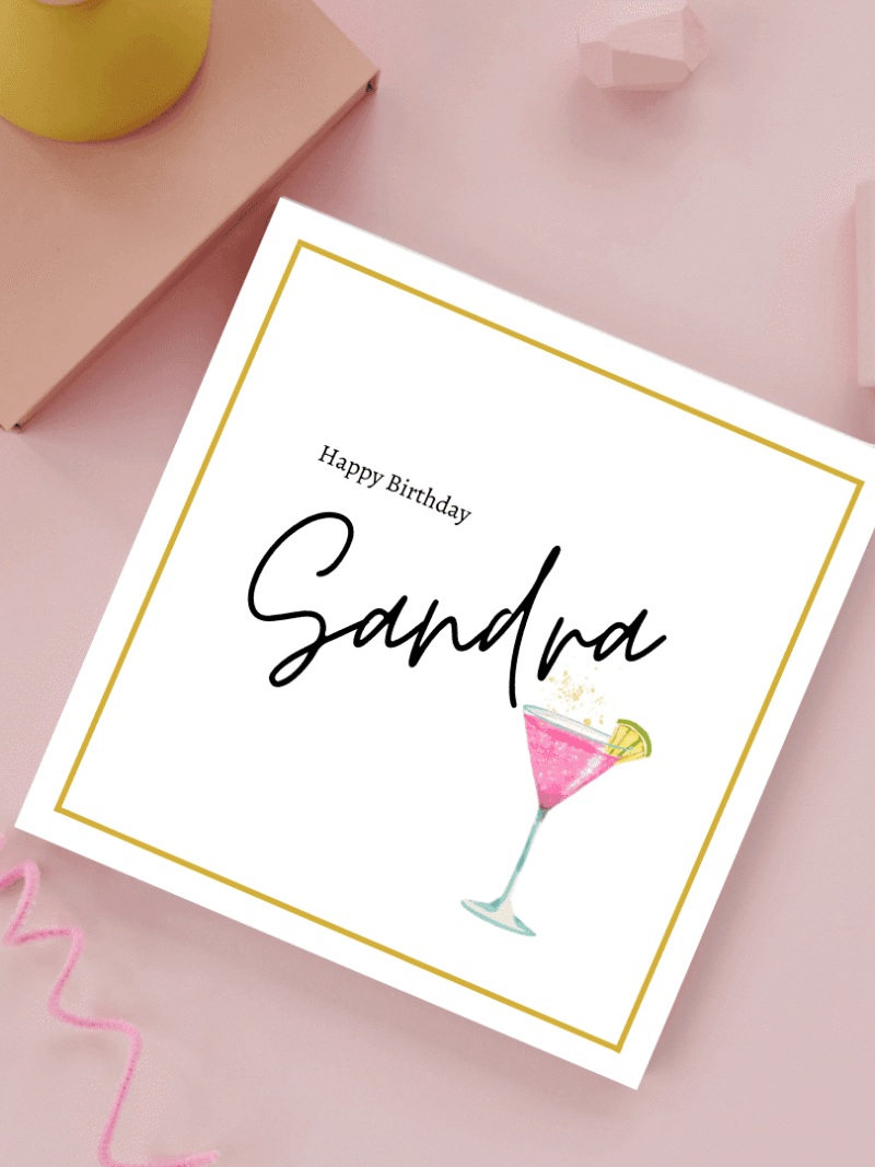 Personalised Cocktail Birthday Card For Her
