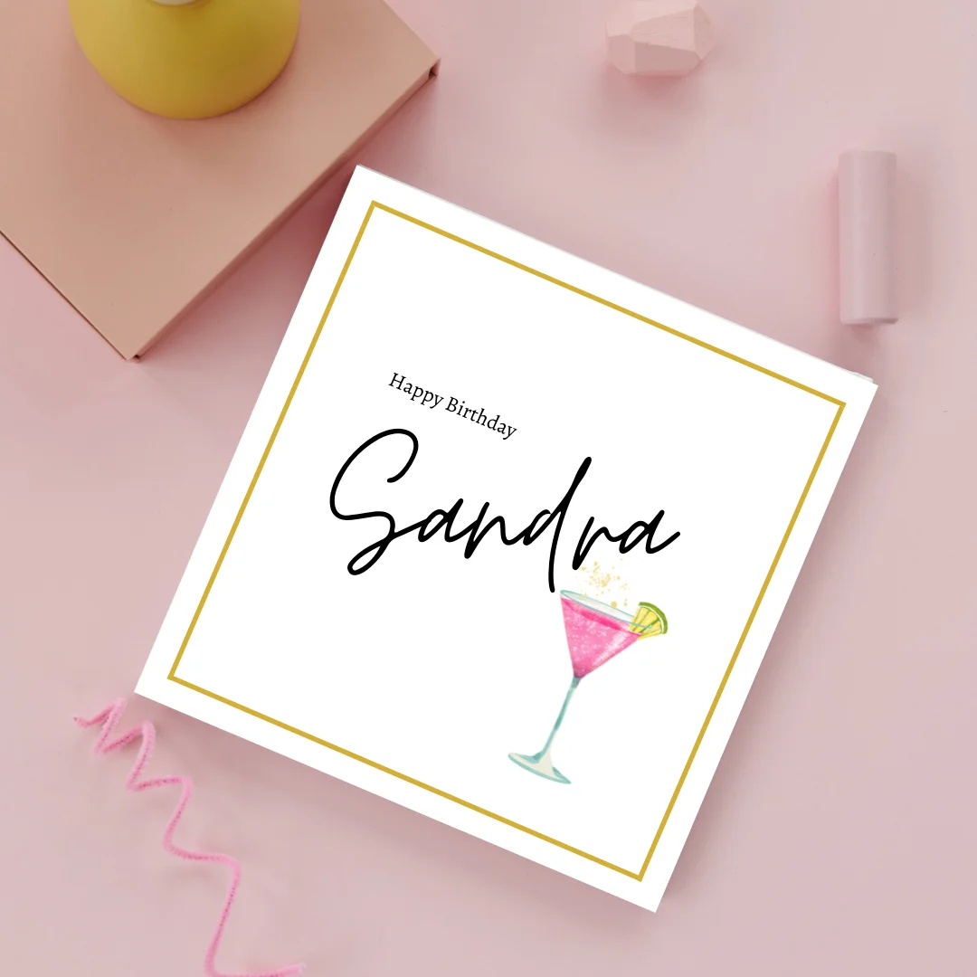 Personalised Cocktail Birthday Card For Her