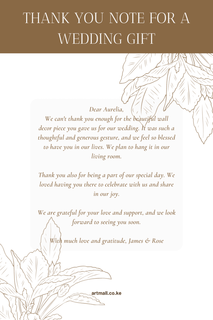 Thank You Note For a Wedding Gift