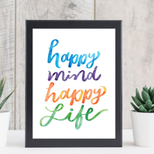 Happy Mind Happy Life Quote Wall Art