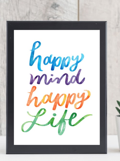 Happy Mind Happy Life Quote Wall Art