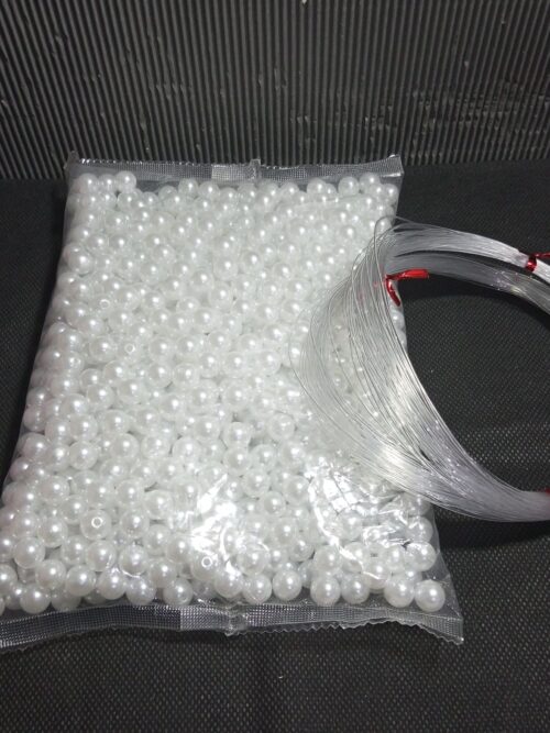 White Pearl Beads With Fishing Line