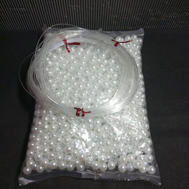 White Pearl Beads With Fishing Line