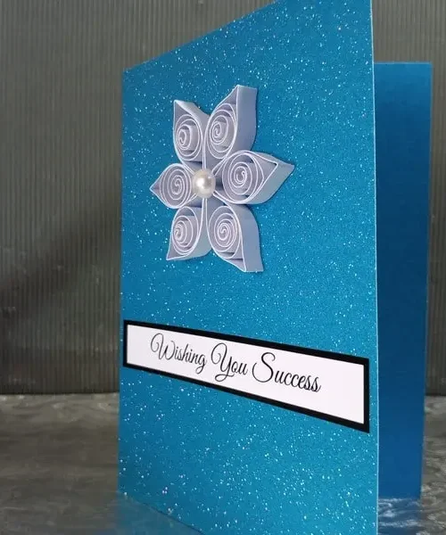 Glitter Blue Success Card