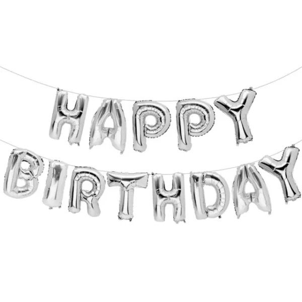 Silver Happy Birthday Foil Letter Banner