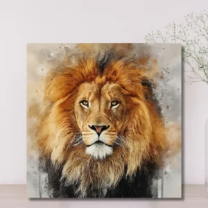 Realistic Lion Portrait Canvas Print – Majestic King of the Jungle
