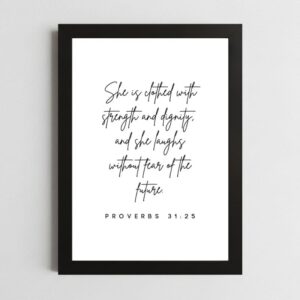 Proverbs 31:25 Wall Art Kenya – Framed Christian Strength & Dignity