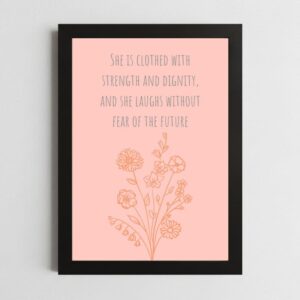 Proverbs 31:25 Strength Wall Art – Framed Christian Empowerment