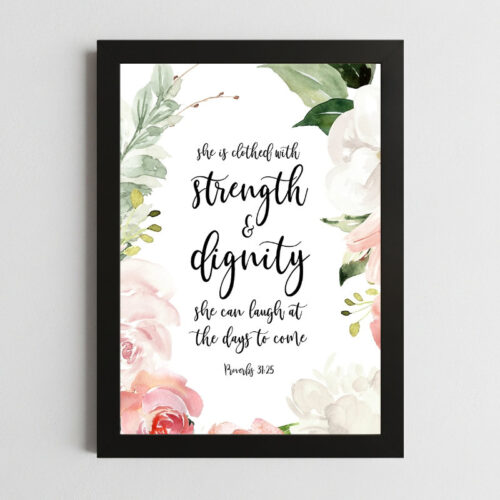 Proverbs 31:25 Dignity Wall Art – Framed Christian Strength & Faith