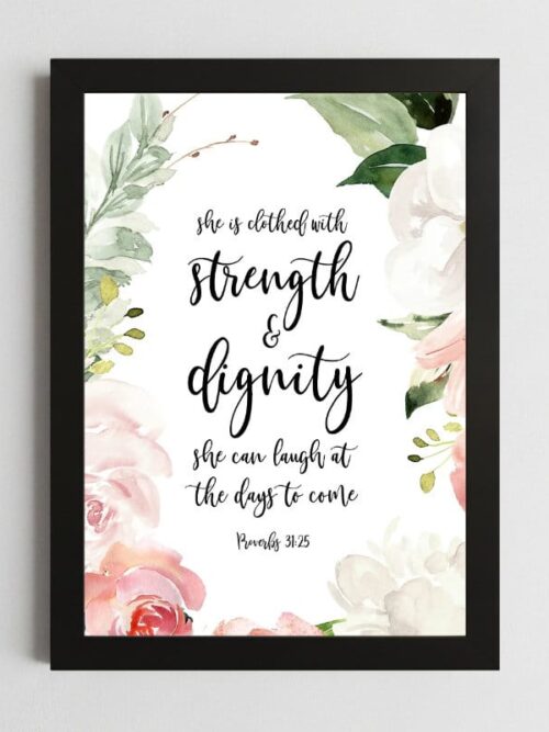 Proverbs 31:25 Dignity Wall Art – Framed Christian Strength & Faith