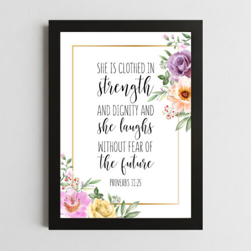 Proverbs 31:25 Fearless Wall Art – Framed Christian Inspiration