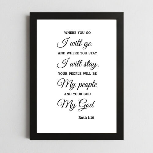 Ruth 1:16 Devotional Wall Art – Framed Christian Loyalty & Inspiration