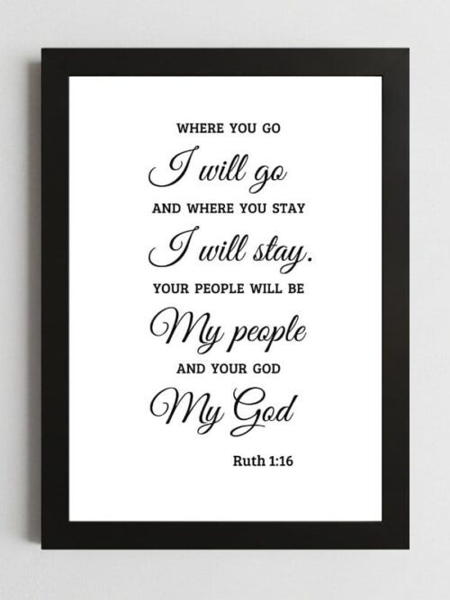 Ruth 1:16 Devotional Wall Art – Framed Christian Loyalty & Inspiration