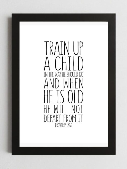 Proverbs 22:6 Devotional Wall Art – Framed Christian Parenting Inspiration