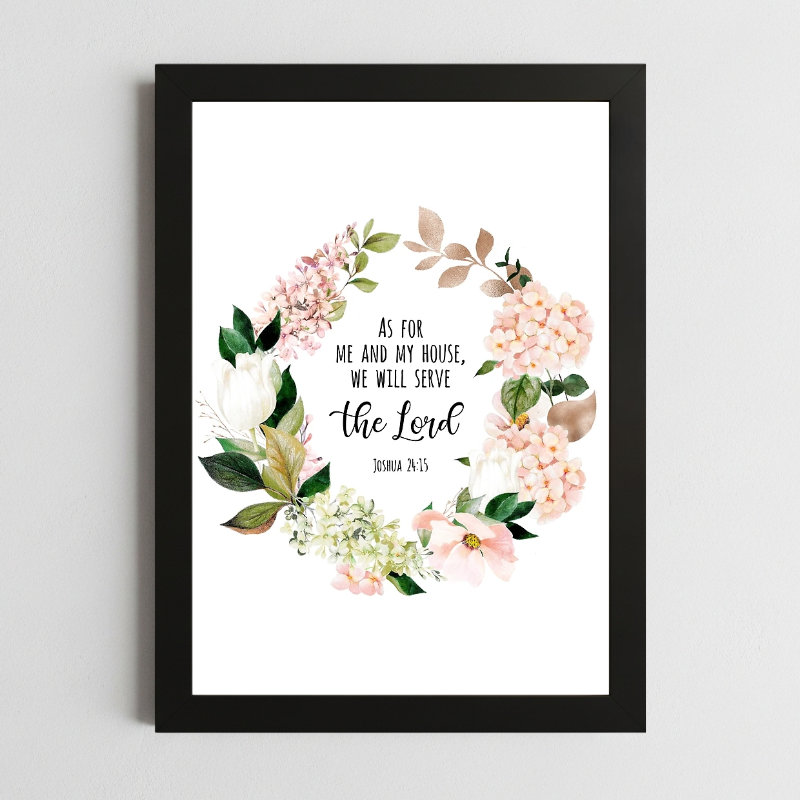 Joshua 24:15 Home Wall Art – Framed Christian Family Faith