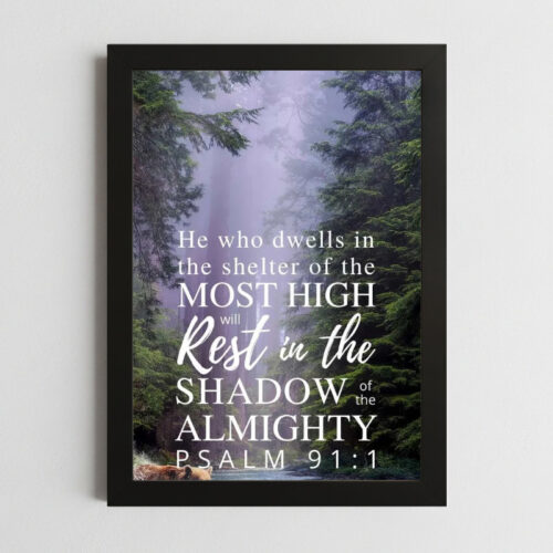 Psalms 91:1 Wall Art – Framed Christian Protection Print