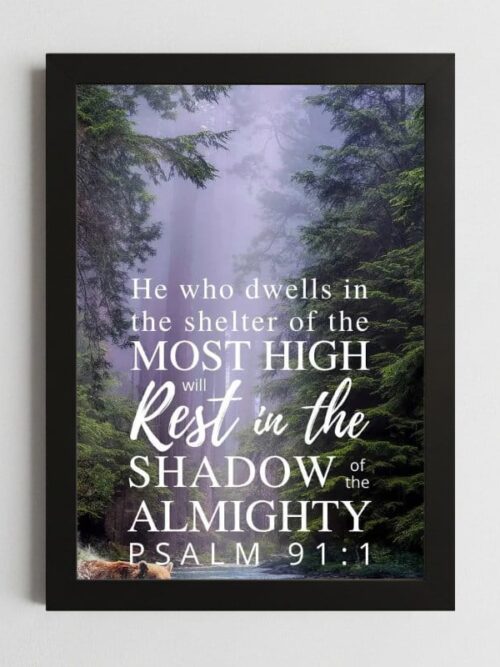 Psalms 91:1 Wall Art – Framed Christian Protection Print