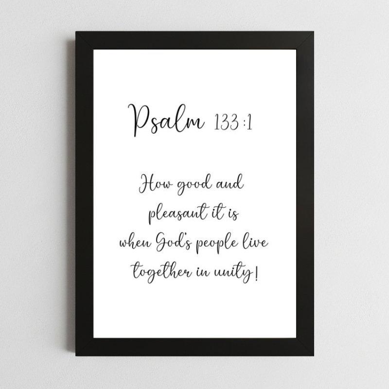 Bible Verse Wall Art Mockup_121 Psalms 133:1 Wall Art Kenya – Framed Christian Unity & Blessing