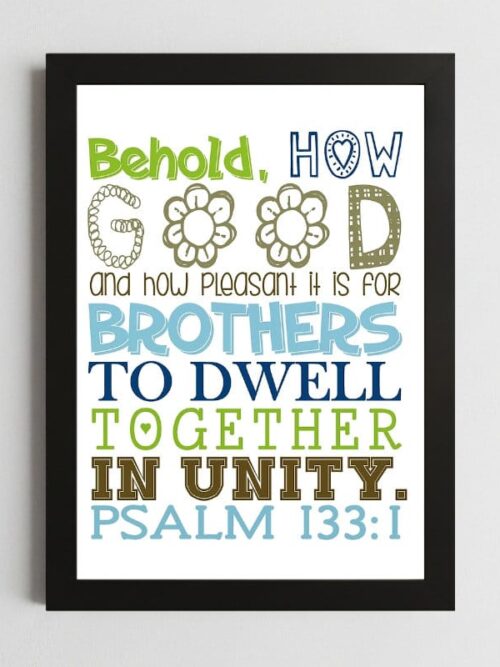 Psalms 133:1 Unity Wall Art – Framed Christian Togetherness