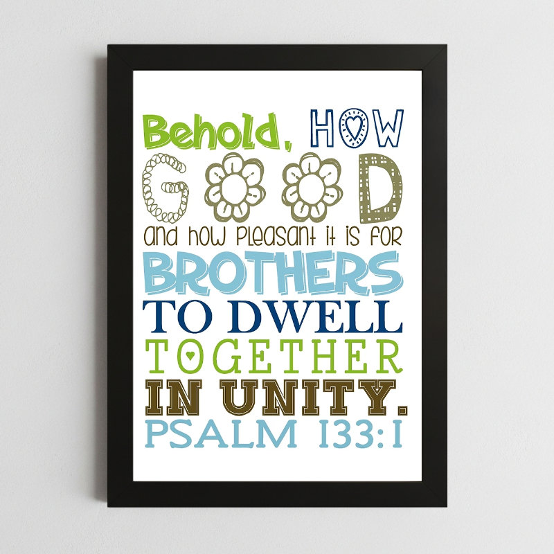 Psalms 133:1 Unity Wall Art – Framed Christian Togetherness