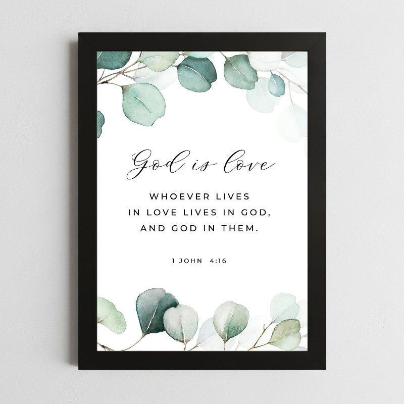 Bible Verse Wall Art Mockup_124 1 John 4:16 Wall Art Kenya – Framed Christian God is Love
