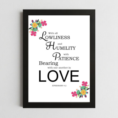Bible Verse Wall Art Mockup_129 Ephesians 4:2 Devotional Wall Art Kenya – Framed Christian Gentleness & Patience