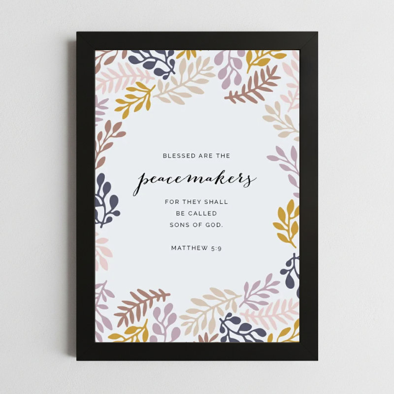 Matthew 5:9 Wall Art – Framed Christian Peace Print