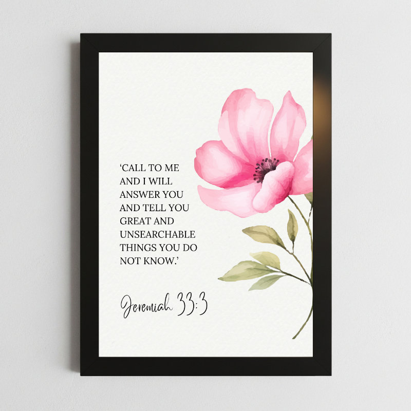 Jeremiah 33:3 Wall Art – Framed Inspirational Scripture Print