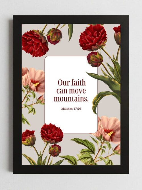 Matthew 17:20 Wall Art – Framed Faith Motivation Print