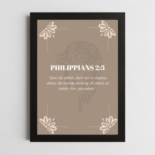 Philippians 2:3 Wall Art – Framed Christian Humility Print