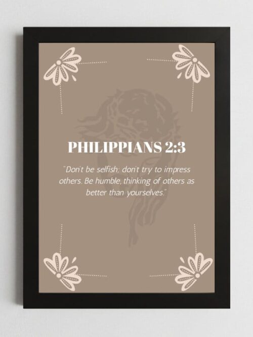 Philippians 2:3 Wall Art – Framed Christian Humility Print
