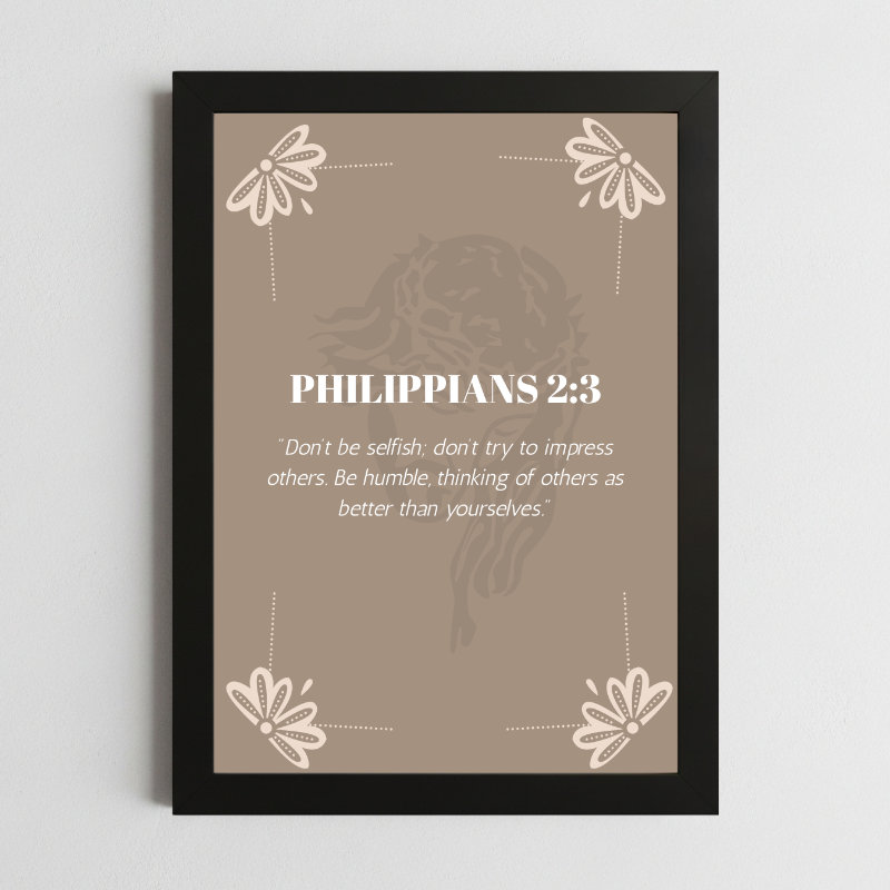 Philippians 2:3 Wall Art – Framed Christian Humility Print