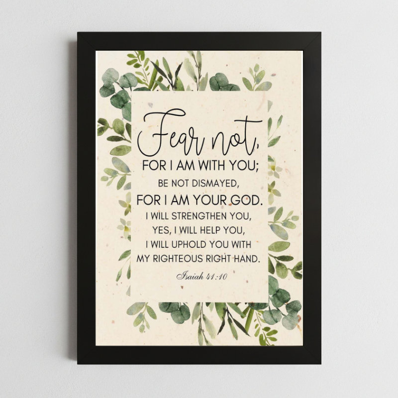 Isaiah 41:10 Courage Wall Art – Framed Christian Strength Print