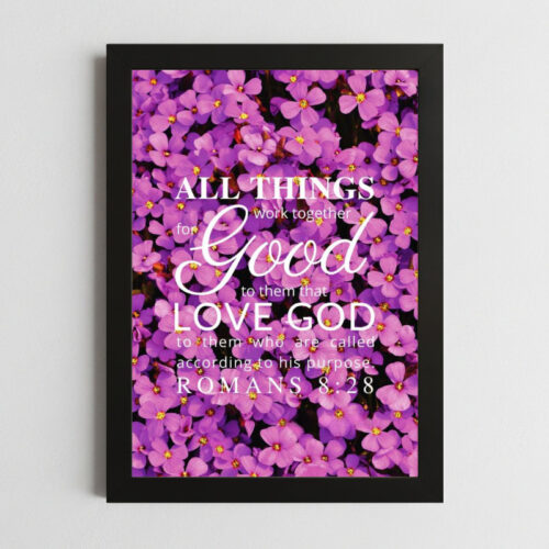 Bible Verse Wall Art Mockup_30 Romans 8:28 Hope Wall Art – Framed Christian Encouragement Print