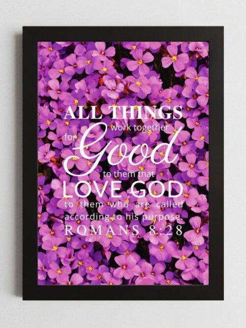 Romans 8:28 Hope Wall Art – Framed Christian Encouragement Print