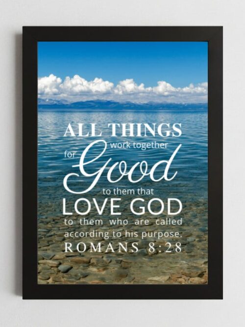 Romans 8:28 Faith Wall Art – Framed Christian Hope Print