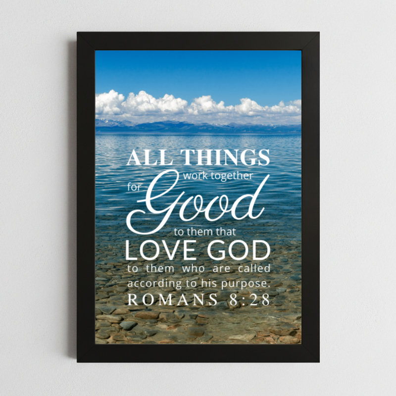 Romans 8:28 Faith Wall Art – Framed Christian Hope Print