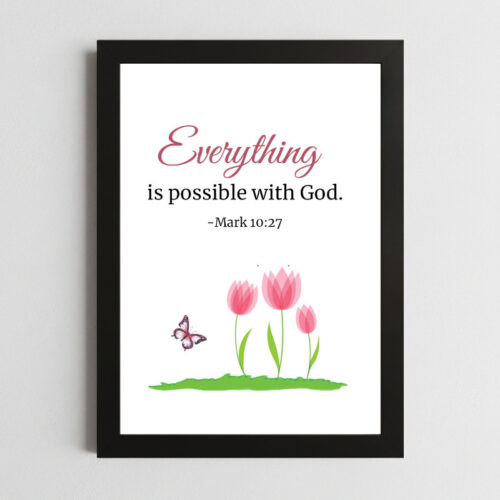 Mark 10:27 Wall Art – Framed Christian Inspiration