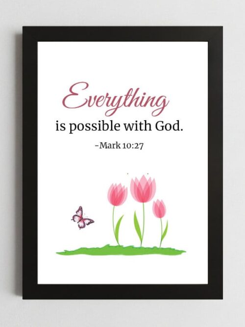 Mark 10:27 Wall Art – Framed Christian Inspiration