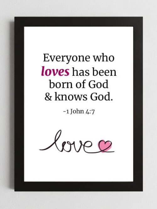 1 John 4:7 Wall Art – Framed Christian Love Print