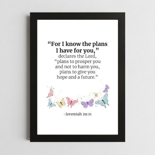 Jeremiah 29:11 Wall Art – Framed Christian Hope Print