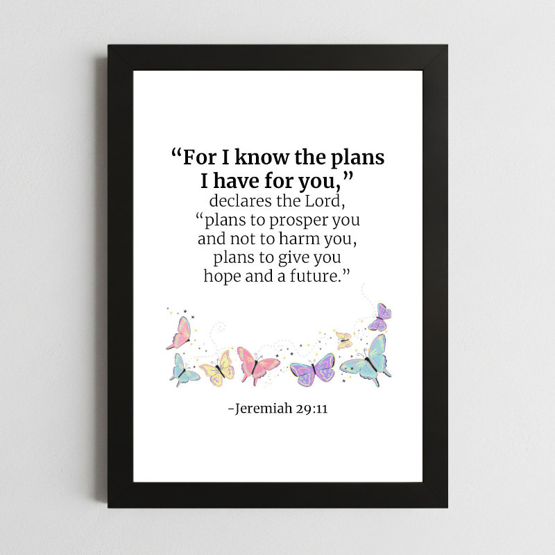 Jeremiah 29:11 Wall Art – Framed Christian Hope Print