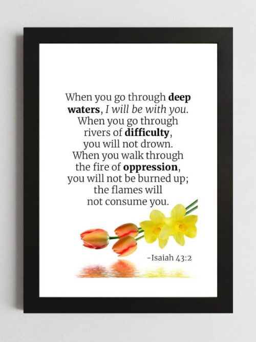 Isaiah 43:2 Wall Art – Framed Christian Protection Print