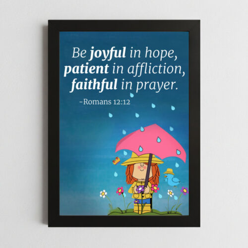 Romans 12:12 Wall Art – Framed Christian Hope & Patience