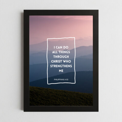 Philippians 4:13 Wall Art – Framed Christian Motivational Print