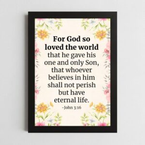 John 3:16 Wall Art – Framed Christian Love & Salvation