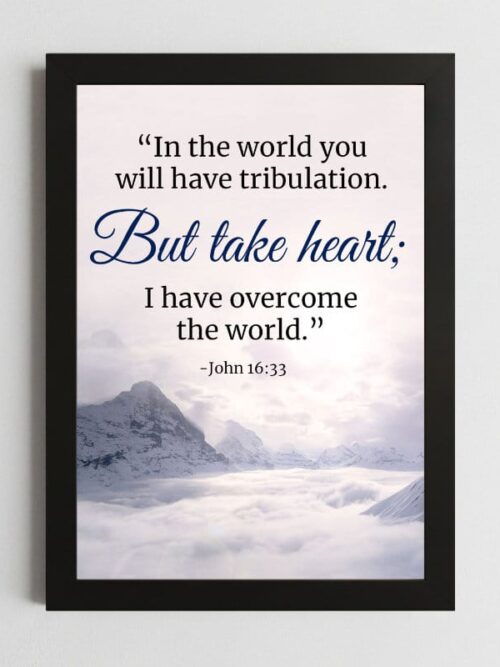 Bible Verse Wall Art Mockup_43 John 16:33 Wall Art – Framed Christian Peace & Encouragement
