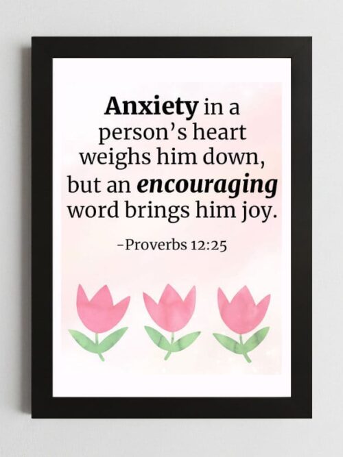 Bible Verse Wall Art Mockup_51 Proverbs 12:25 Wall Art – Framed Christian Encouragement Print