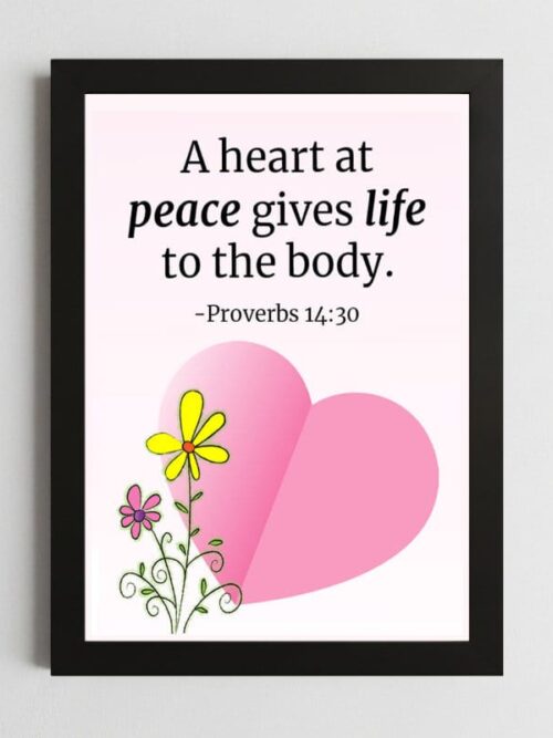 Bible Verse Wall Art Mockup_55 Proverbs 14:30 Wall Art – Framed Christian Peace & Tranquility